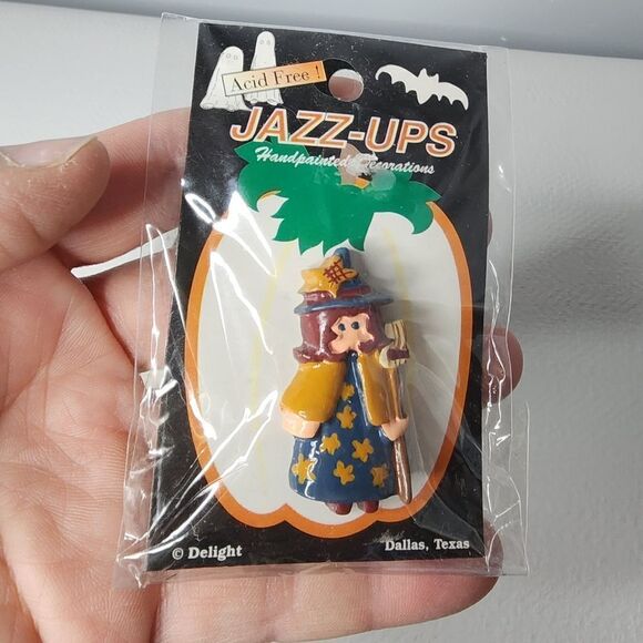 Vintage Jazz-Ups Happy Halloween Boo! 2 Items A Bat And A Witch - Picture 5 of 9